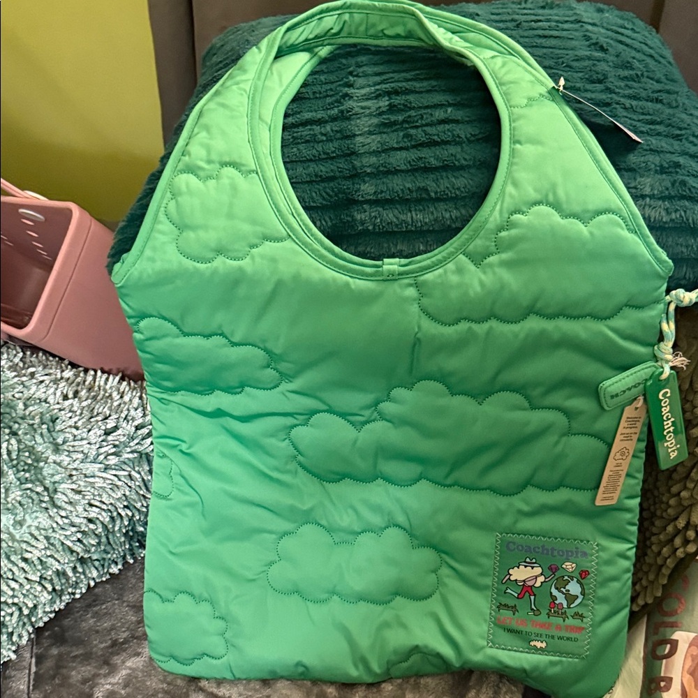 Coach green Quilted Tote Bag